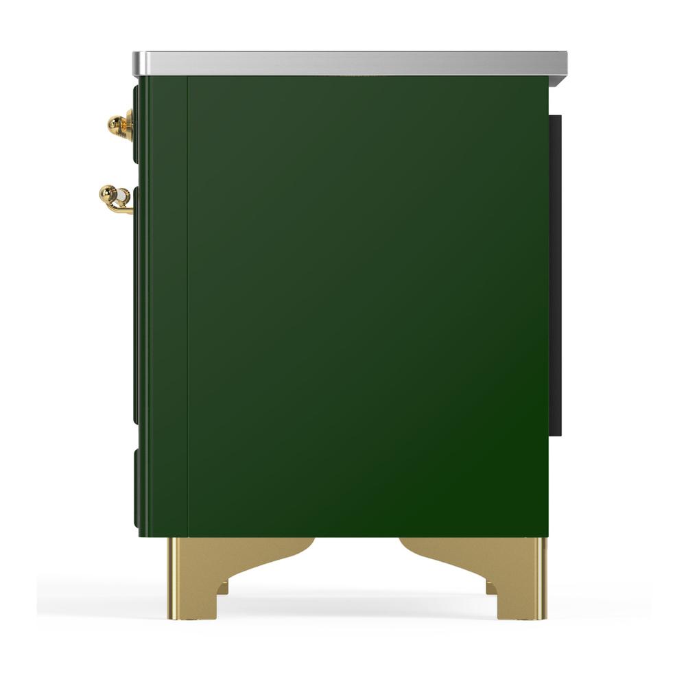 Ilve UMIB36QNR3EGG Ilve Umib36Qnr3Egg Majestic Iii 36 Inch Induction Range With 6 Elements, 3.5 Cu. Ft. Total Oven Capacity (Solid Door, Emerald Green, Brass)