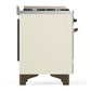 Ilve UMD40FNR3AWBLP Ilve Umd40Fnr3Awblp Majestic Iii 40 Inch Dual Fuel Range With 6 Burners And Griddle, Dual Function Burner Up To 25,000 Btu (Liquid Propane, Triple Glass Door, Antique White, Burnished)