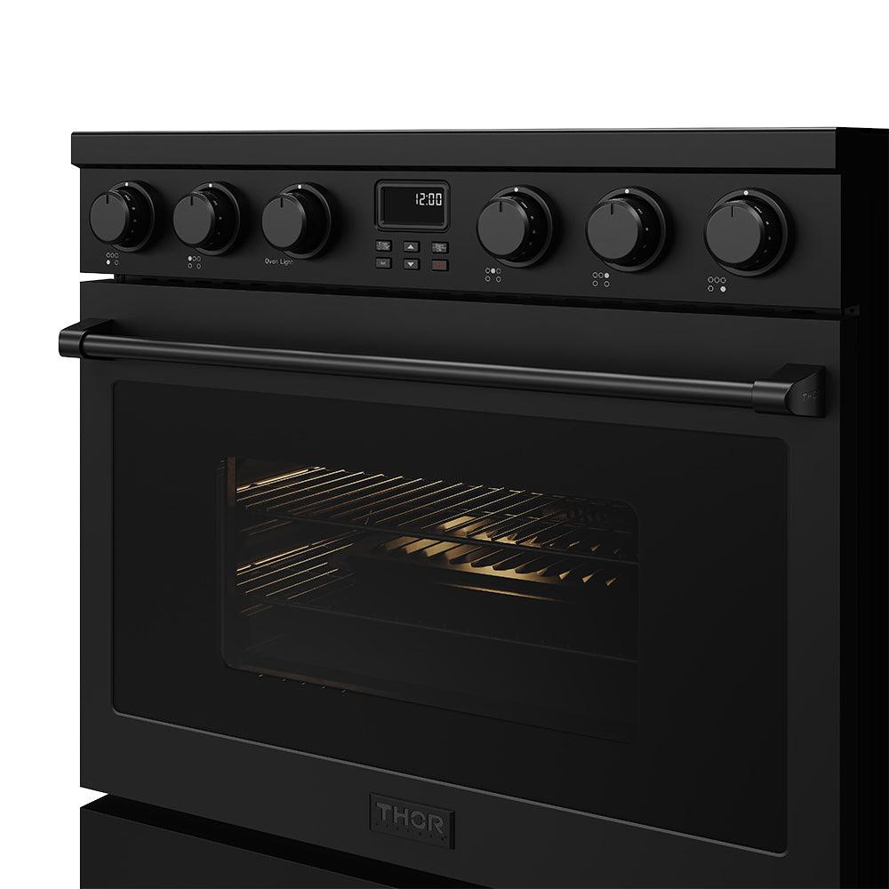 Thor Kitchen ARE36B 36 Inch Electric Range In Black - Contemporary Professional
