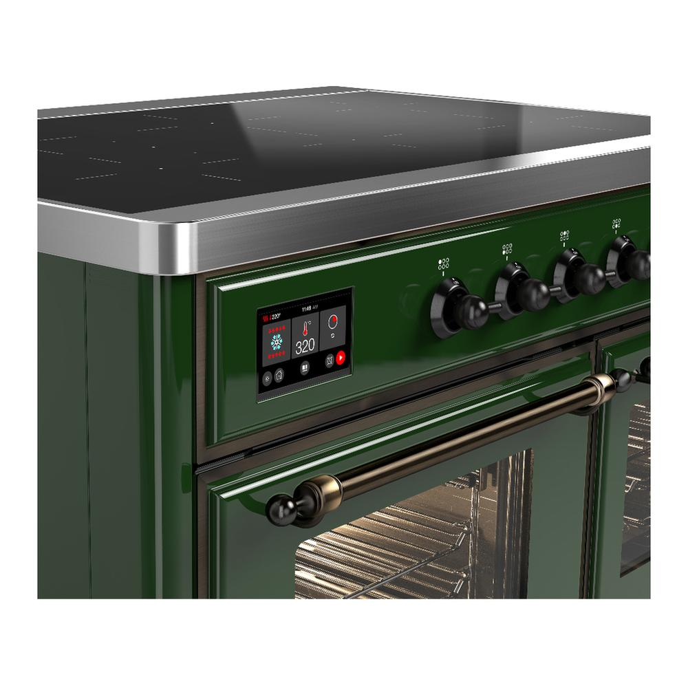 Ilve UMDIB40NR3EGB Ilve Umdib40Nr3Egb Majestic Iii 40 Inch Induction Range With 6 Elements, 3.82 Cu. Ft. Total Oven Capacity (Triple Glass Door, Emerald Green, Burnished)