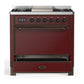 Ilve UM36FQNR3BUB Ilve Um36Fqnr3Bub Majestic Iii 36 Inch Dual Fuel Range With 6 Black Brass Burners And Griddle, Dual Function Burner Up To 25,000 Btu (Solid Door, Burgundy, Burnished, Natural Gas)