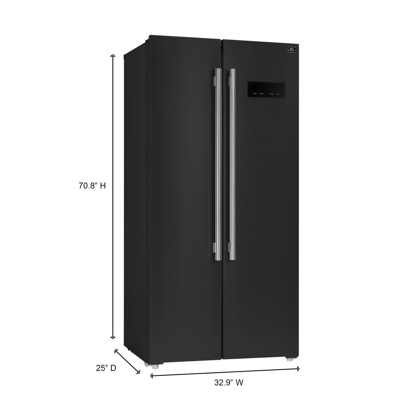 Forno FFRBI180533BLK Forno Salerno Espresso 33-Inch Black Side-By-Side Refrigerator, 15.6 Cu. Ft., Energy-Efficient, No Frost, Modern Design