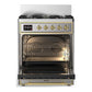 Ilve UM30QNR3SSGLP Ilve Um30Qnr3Ssglp Majestic Iii 30 Inch Dual Fuel Range With 5 Black Brass Burners, Dual Function Burner Up To 25,000 Btu (Liquid Propane, Solid Door, Stainless Steel, Brass)