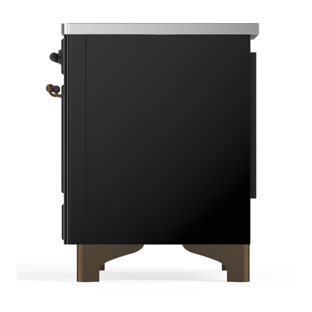 Ilve UMIB36NR3BKB Ilve Umib36Nr3Bkb Majestic Iii 36 Inch Induction Range With 6 Elements, 3.5 Cu. Ft. Total Oven Capacity (Triple Glass Door, Glossy Black, Burnished)