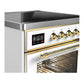 Ilve UMIB30NR3WHG Ilve Umib30Nr3Whg Majestic Iii 30 Inch Induction Range With 4 Elements, 4 Cu. Ft. Oven Capacity (Triple Glass Door, White, Brass)