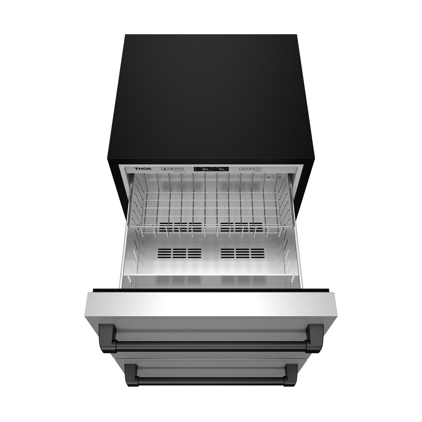 Thor Kitchen RF24UBLK 24 Inch Undercounter Built-In Or Freestanding Drawer Refrigerator - Stainless Steel/Black Gordon Ramsay Series