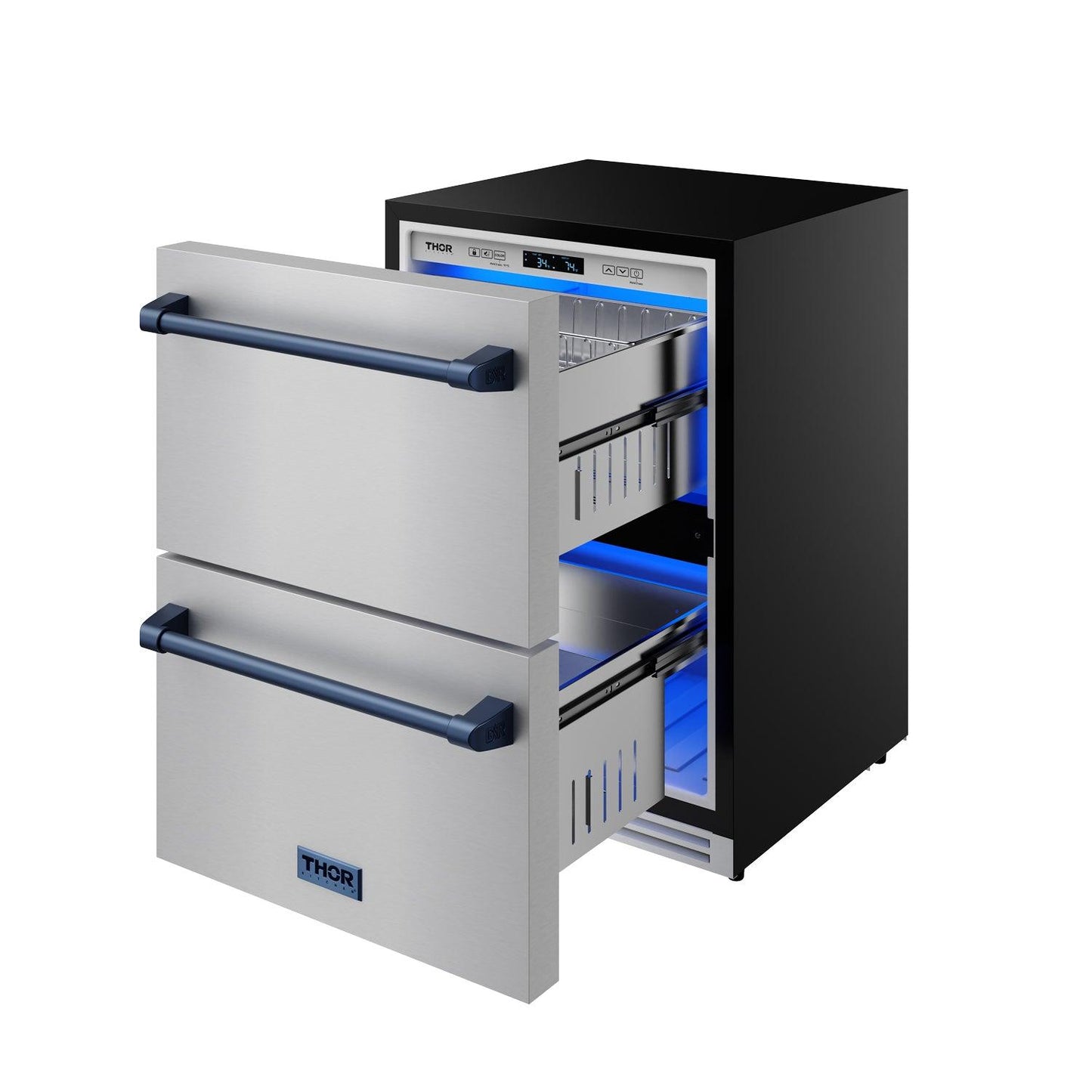 Thor Kitchen RF24UBLU 24 Inch Undercounter Built-In Or Freestanding Drawer Refrigerator - Stainless Steel/Blue Gordon Ramsay Series