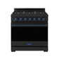 Thor Kitchen RSG36PBLPBLU 36 Inch Professional Liquid Propane Range With Precision Knob In Black And Blue Gordon Ramsay Series