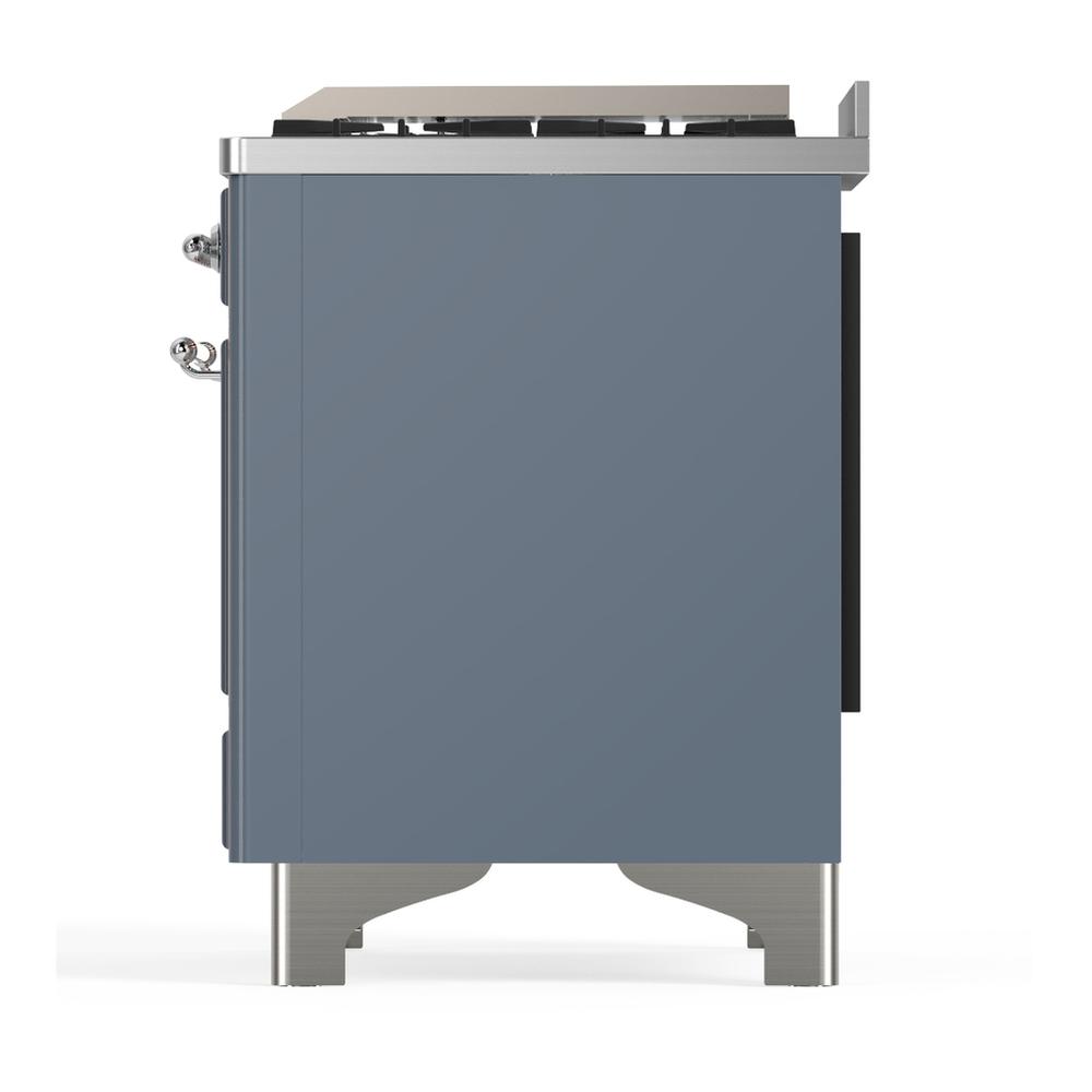 Ilve UMD40FNR3BGC Ilve Umd40Fnr3Bgc Majestic Iii 40 Inch Dual Fuel Range With 6 Burners And Griddle, Dual Function Burner Up To 25,000 Btu (Natural Gas, Triple Glass Door, Blue Grey, Chrome)