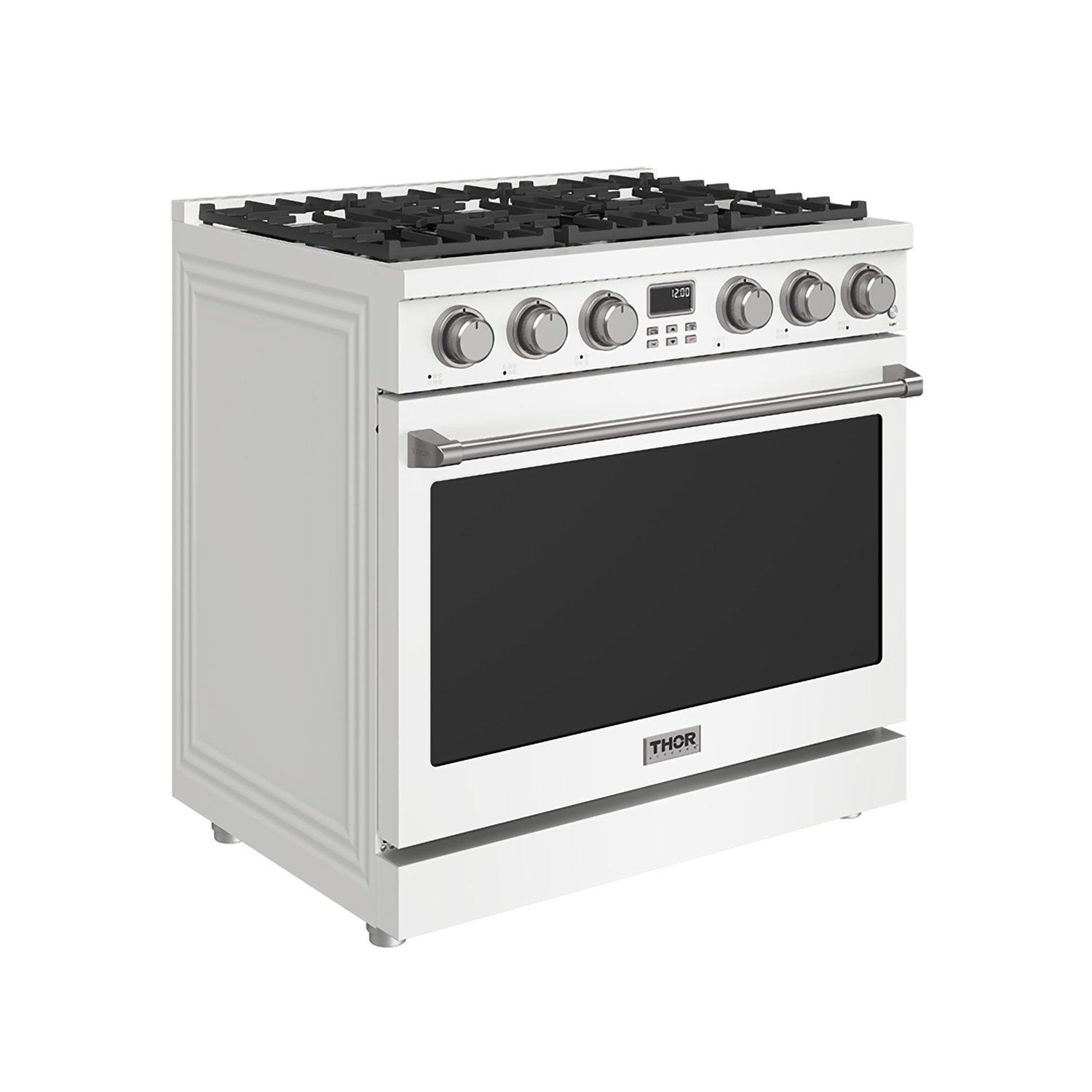 Thor Kitchen ARG36W 36 Inch Gas Range In White - Contemporary Professional
