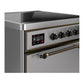 Ilve UMIB30QNR3SSB Ilve Umib30Qnr3Ssb Majestic Iii 30 Inch Induction Range With 4 Elements, 4 Cu. Ft. Oven Capacity (Solid Door, Stainless Steel, Burnished)