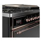 Ilve UM48FSQNR3BKPLP Ilve Um48Fsqnr3Bkplp Majestic Iii 48 Inch Dual Fuel Range With 5 Black Brass Burners, Griddle And French Top, Dual Function Burner Up To 25,000 Btu (Liquid Propane, Solid Door, Glossy Black, Copper)