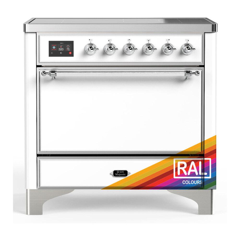 Ilve UMIB36QNR3RAC Ilve Umib36Qnr3Rac Majestic Iii 36 Inch Induction Range With 6 Elements, 3.5 Cu. Ft. Total Oven Capacity (Solid Door, Ral, Chrome)