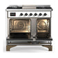 Ilve UMD40FQNR3WHBLP Ilve Umd40Fqnr3Whblp Majestic Iii 40 Inch Dual Fuel Range With 6 Burners And Griddle, Dual Function Burner Up To 25,000 Btu (Liquid Propane, Solid Door, White, Burnished)