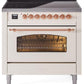 Ilve UPI366NMPAWP Nostalgie Ii 36 Inch Electric Freestanding Range In Antique White With Copper Trim