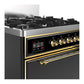 Ilve UM30QNR3BKGLP Ilve Um30Qnr3Bkglp Majestic Iii 30 Inch Dual Fuel Range With 5 Black Brass Burners, Dual Function Burner Up To 25,000 Btu (Liquid Propane, Solid Door, Glossy Black, Brass)