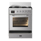 Ilve UM30NR3SSC Ilve Um30Nr3Ssc Majestic Iii 30 Inch Dual Fuel Range With 5 Black Brass Burners, Dual Function Burner Up To 25,000 Btu (Natural Gas, Triple Glass Door, Stainless Steel, Chrome)
