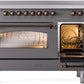 Ilve UPI486NMPMGB Nostalgie Ii 48 Inch Electric Freestanding Range In Matte Graphite With Bronze Trim