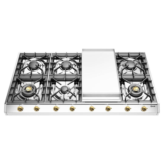 Ilve UHCP1265FNSSG Ilve Uhcp1265Fnssg Nostalgie Ii 48 Inch Built-In Gas Cooktop With 8 Burners, Griddle, In Stainless Steel (Natural Gas)