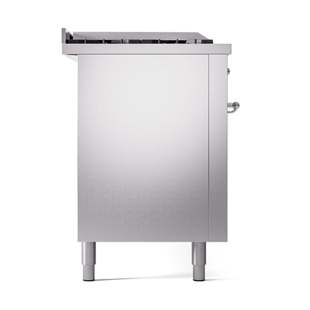 Ilve UN60FSQNMPSSC Ilve Un60Fsqnmpssc Nostalgie Ii Noblesse 60" Dual Fuel Range (7 Sealed Burners + Griddle + French Top, Natural Gas, Solid Door, Stainless Steel, Chrome)