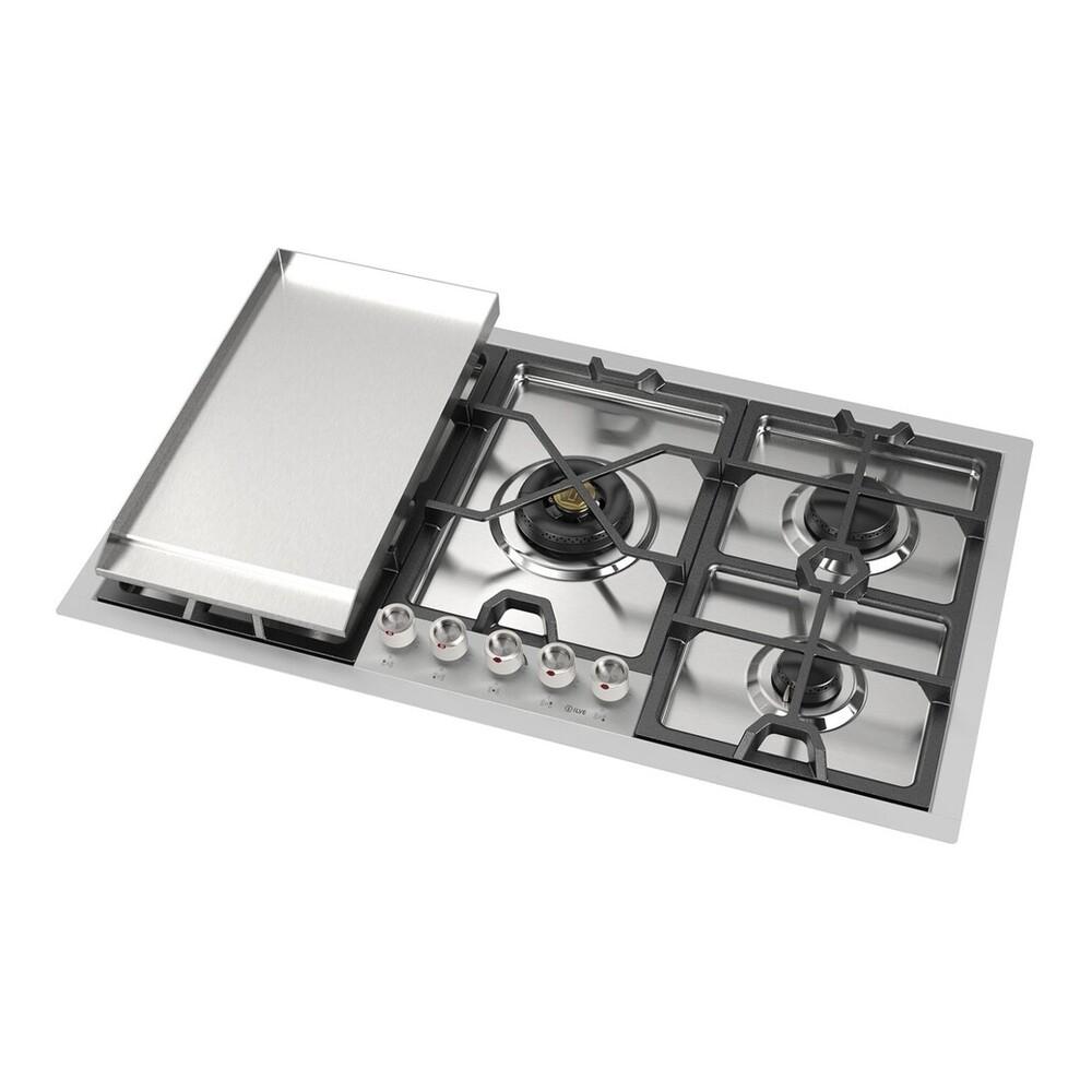 Ilve UHCPMT95FSSLP Ilve Uhcpmt95Fsslp Panoramagic 36 Inch Built-In Gas Cooktop With 5 Burners, In Stainless Steel (Liquid Propane, 5 Sealed Burners + Griddle)
