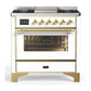 Ilve UM36FNR3WHGLP Ilve Um36Fnr3Whglp Majestic Iii 36 Inch Dual Fuel Range With 6 Black Brass Burners And Griddle, Dual Function Burner Up To 25,000 Btu (Triple Glass Door, White, Brass, Liquid Propane)