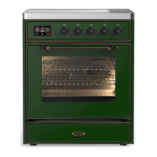 Ilve UMIB30NR3EGB Ilve Umib30Nr3Egb Majestic Iii 30 Inch Induction Range With 4 Elements, 4 Cu. Ft. Oven Capacity (Triple Glass Door, Emerald Green, Burnished)