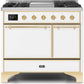 Ilve UMD10FDQNS3WHGLP Majestic Ii 40 Inch Dual Fuel Liquid Propane Freestanding Range In White With Brass Trim