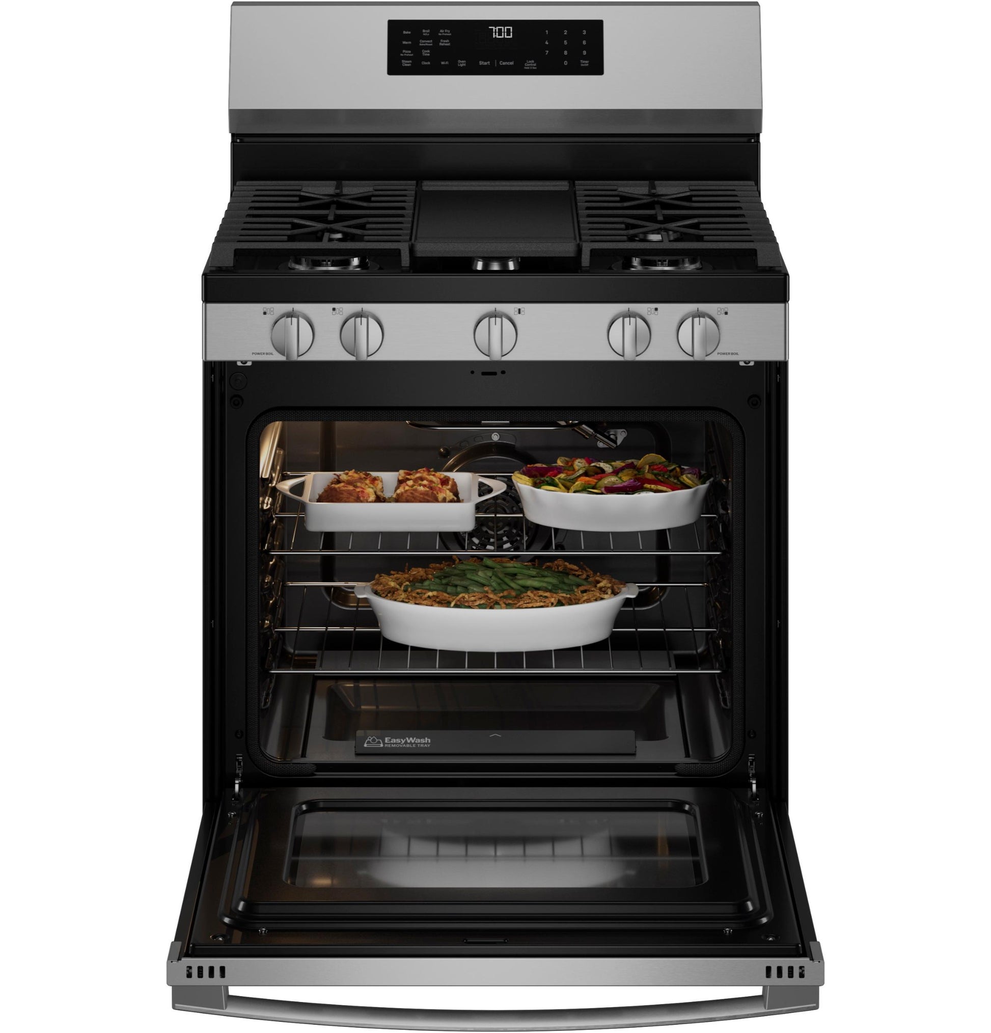 Ge Appliances PGF700AYFS Ge Profile™ 30" Smart Free-Standing Gas Convection Range With No Preheat Air Fry And Easywash™ Oven Tray