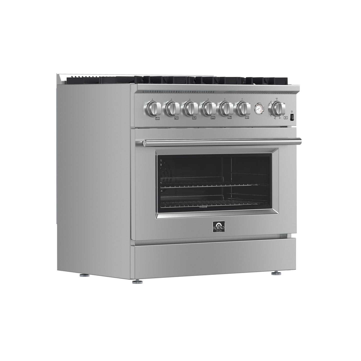 Forno FFSGS627736 Marco 36-Inch Gas Range Stainless Steel, 6 Burners 67,000 Btu, 5.36 Cu.Ft. Convection Oven