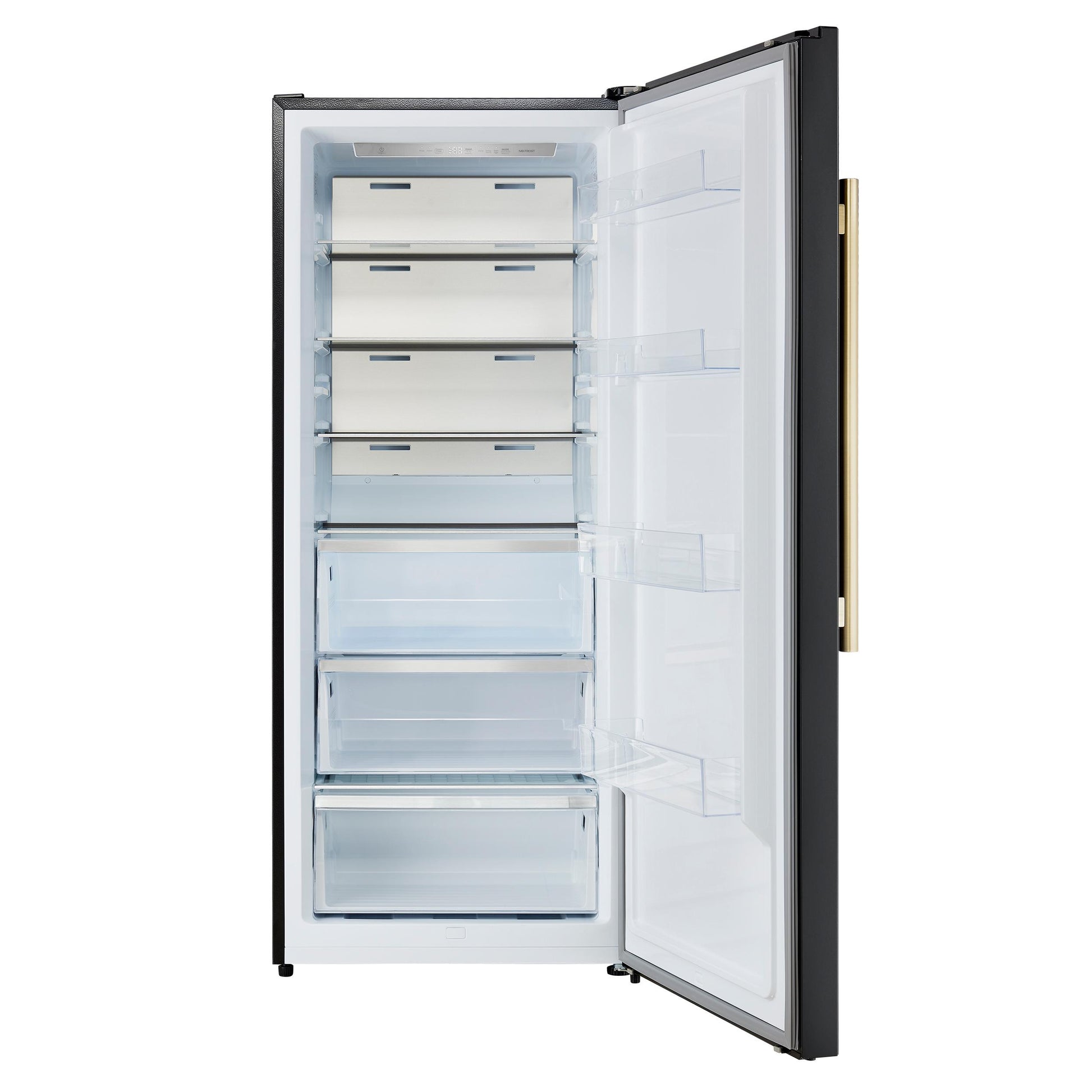 Forno FFFFD172228BLKRS Forno Maderno 28-Inch Convertible Freezer/Refrigerator In Black With Antique Brass Handle, 13.6 Cu.Ft. Right Swing