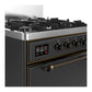 Ilve UM30QNR3MGB Ilve Um30Qnr3Mgb Majestic Iii 30 Inch Dual Fuel Range With 5 Black Brass Burners, Dual Function Burner Up To 25,000 Btu (Natural Gas, Solid Door, Graphite Matte, Burnished)