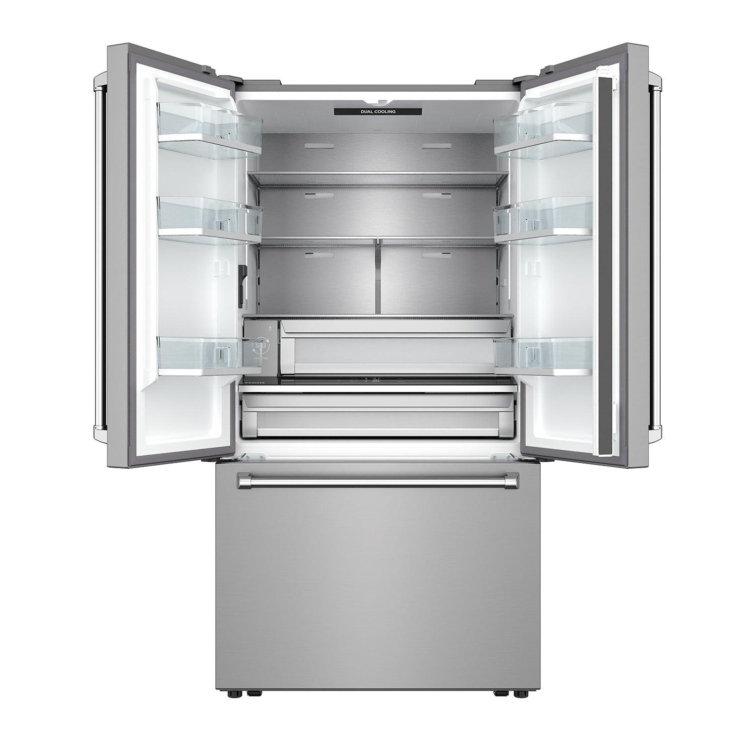 Thor Kitchen TRF3603FD 36 Inch Counter Depth Freestanding French Door Refrigerator With Internal Water And Ice