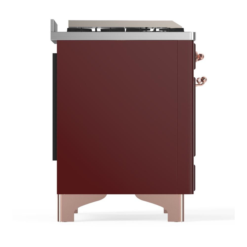 Ilve UM48FNR3BUP Ilve Um48Fnr3Bup Majestic Iii 48 Inch Dual Fuel Range With 8 Burners And Griddle, Dual Function Burner Up To 25,000 Btu (Natural Gas, Triple Glass Door, Burgundy, Copper)