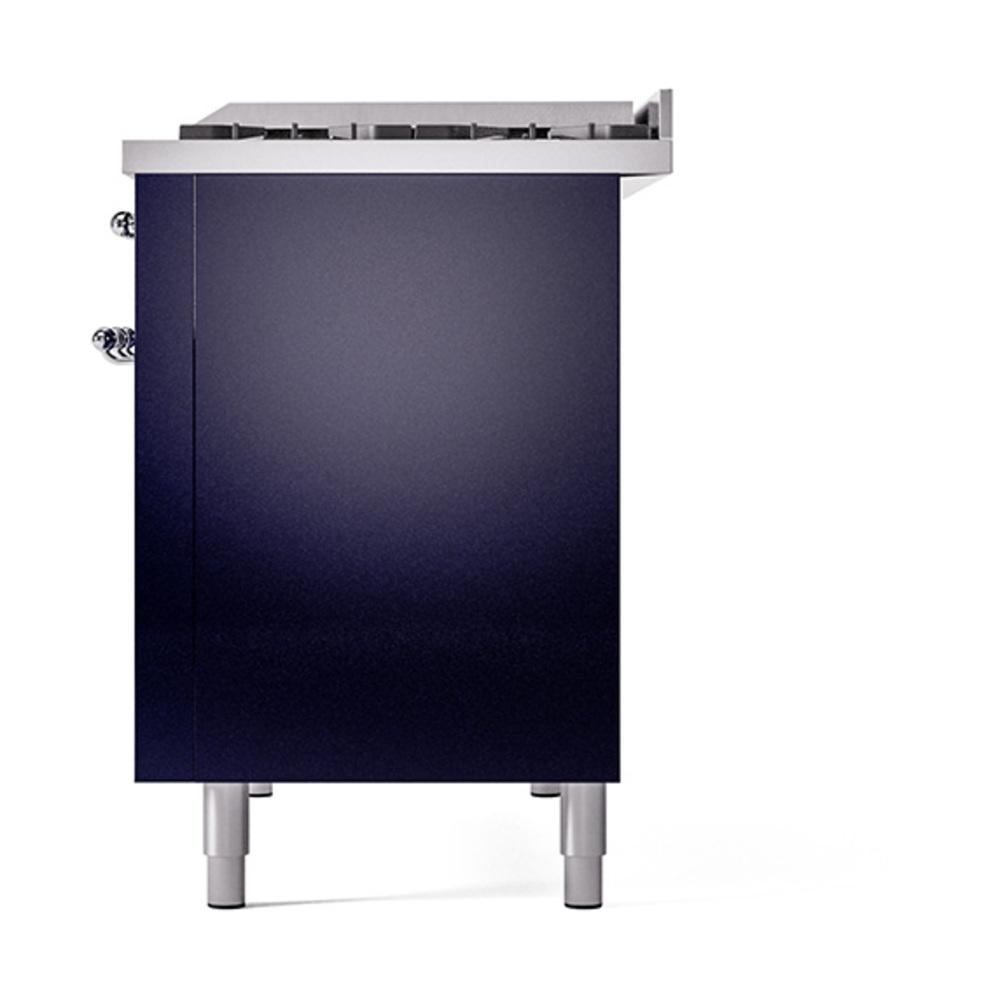 Ilve UN48FQNMPMBC Ilve Un48Fqnmpmbc Nostalgie Ii Noblesse 48" Dual Fuel Range (8 Sealed Burners + Griddle, Natural Gas, Solid Door, Midnight Blue, Chrome)