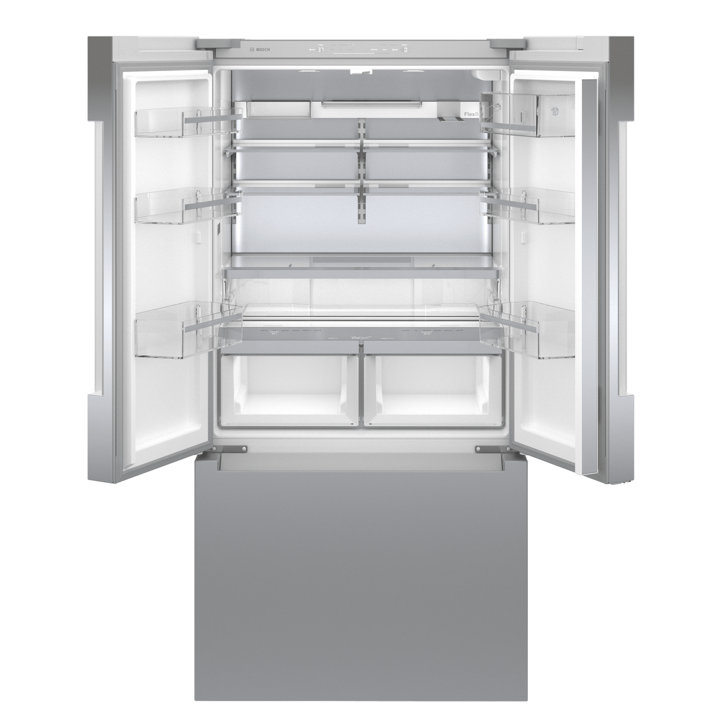 Bosch B36CT84ENS 800 Series, French Door Bottom Freezer, Multi Door, 36'', Brushed Steel (With Anti-Fingerprint), Total No Frost
