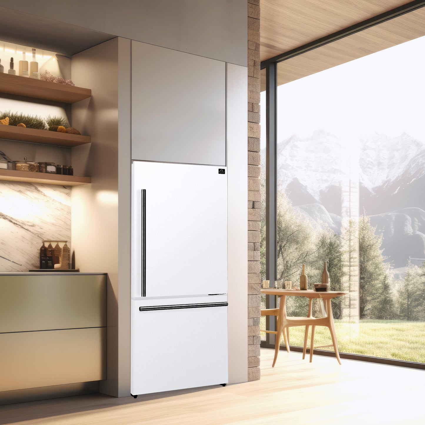 Forno FFFFD178531WHT Forno Milano Espresso 31-Inch Bottom Freezer Refrigerator, White, 17.2 Cu.Ft Capacity, Energy Efficient
