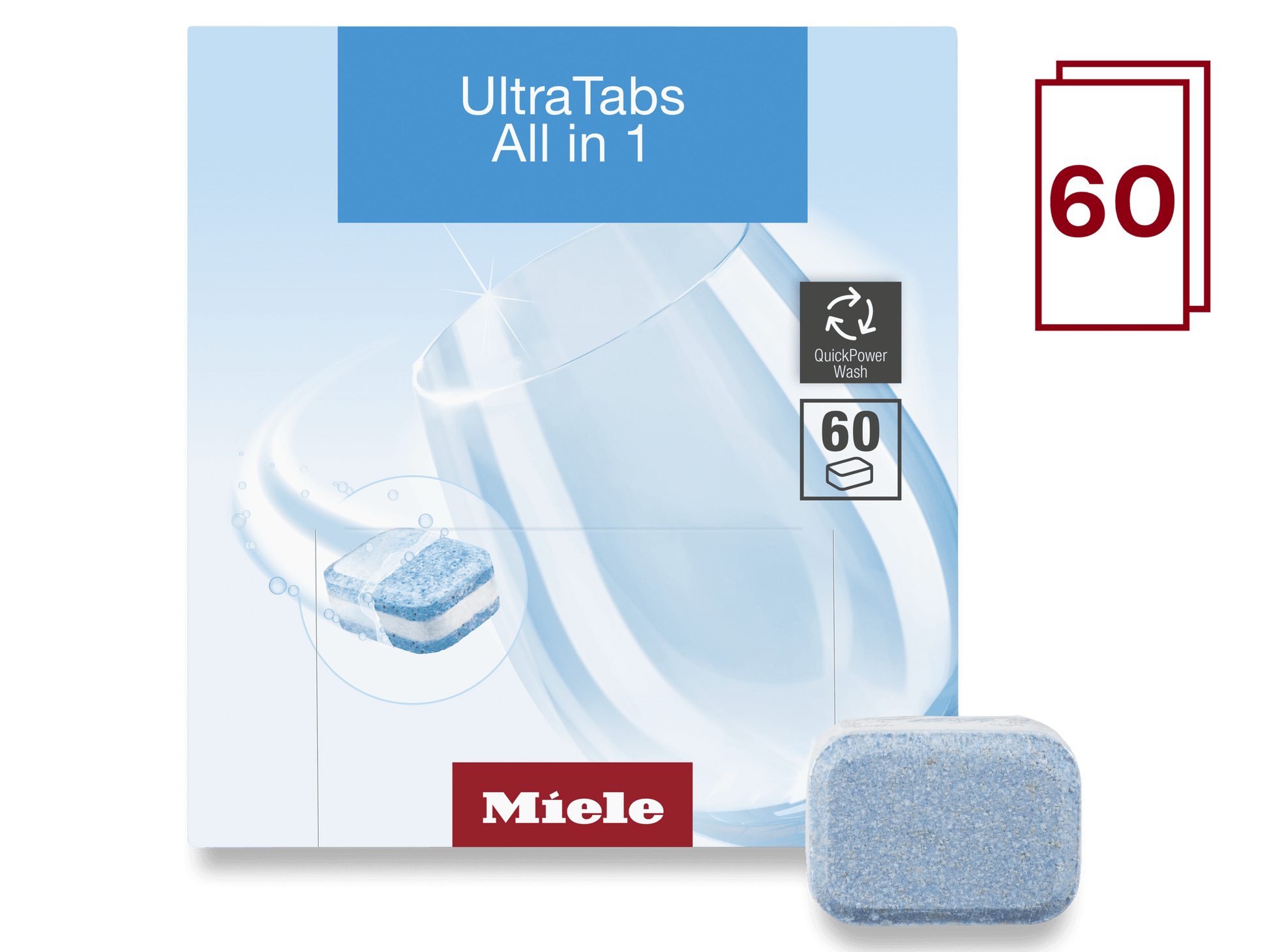 Miele GSCL0607T Ultratabs All In 1, 60 Tabs - For Best Cleaning Results In Miele Dishwashers.