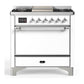 Ilve UM36FQNR3WHCLP Ilve Um36Fqnr3Whclp Majestic Iii 36 Inch Dual Fuel Range With 6 Black Brass Burners And Griddle, Dual Function Burner Up To 25,000 Btu (Solid Door, White, Chrome, Liquid Propane)