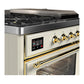 Ilve UM48FSNR3AWG Ilve Um48Fsnr3Awg Majestic Iii 48 Inch Dual Fuel Range With 5 Black Brass Burners, Griddle And French Top, Dual Function Burner Up To 25,000 Btu (Natural Gas, Triple Glass Door, Antique White, Brass)