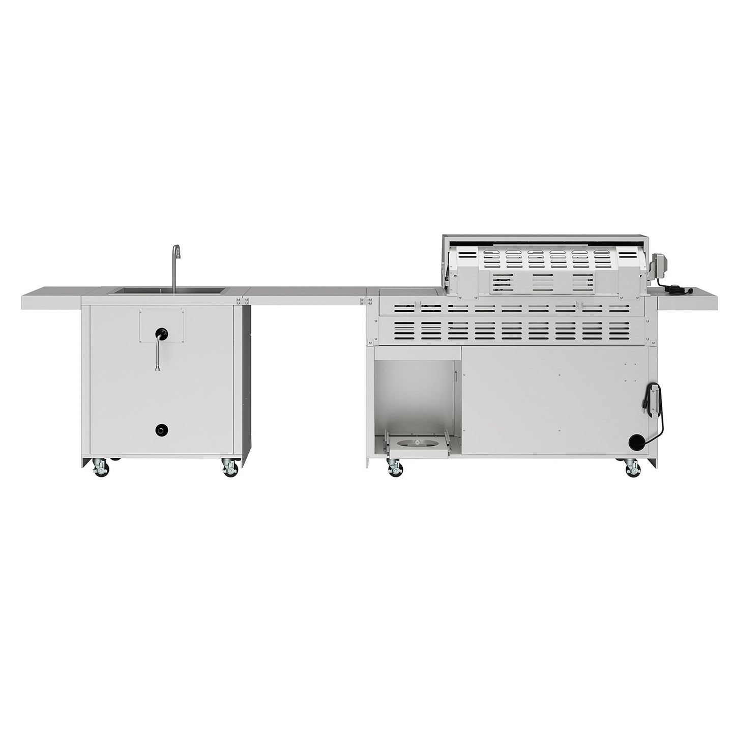 Thor Kitchen TBG573P 10 Ft. Outdoor Kitchen Island With Gas Grill & Side Burner, Sink & Drawer 77,000 Btu - Stainless Steel