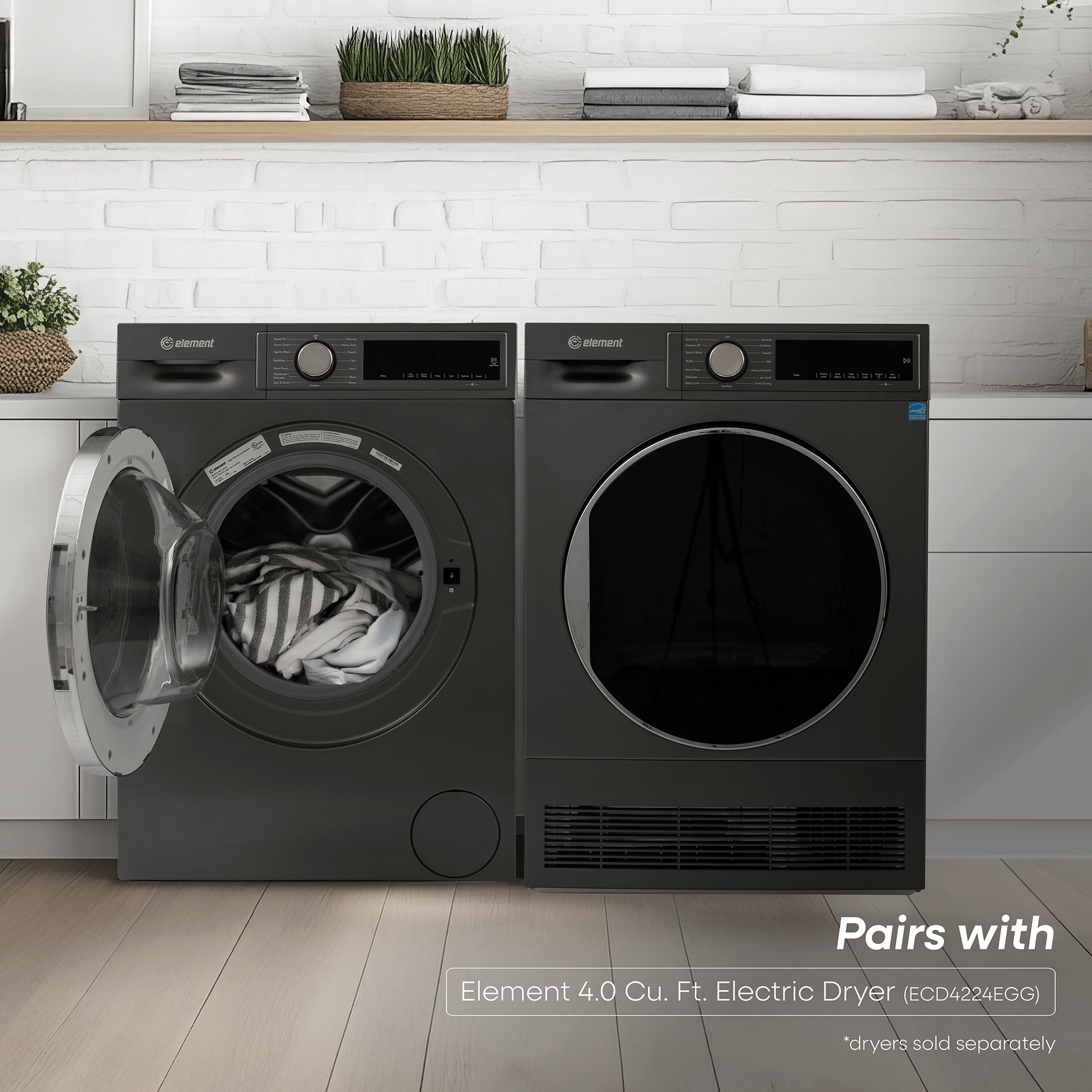 Element Appliance ECW2224EGG Element Electronics 24-Inch 2.2 Cu. Ft. Front Load Washer - Gray, Energy Star (Ecw2224Egg)