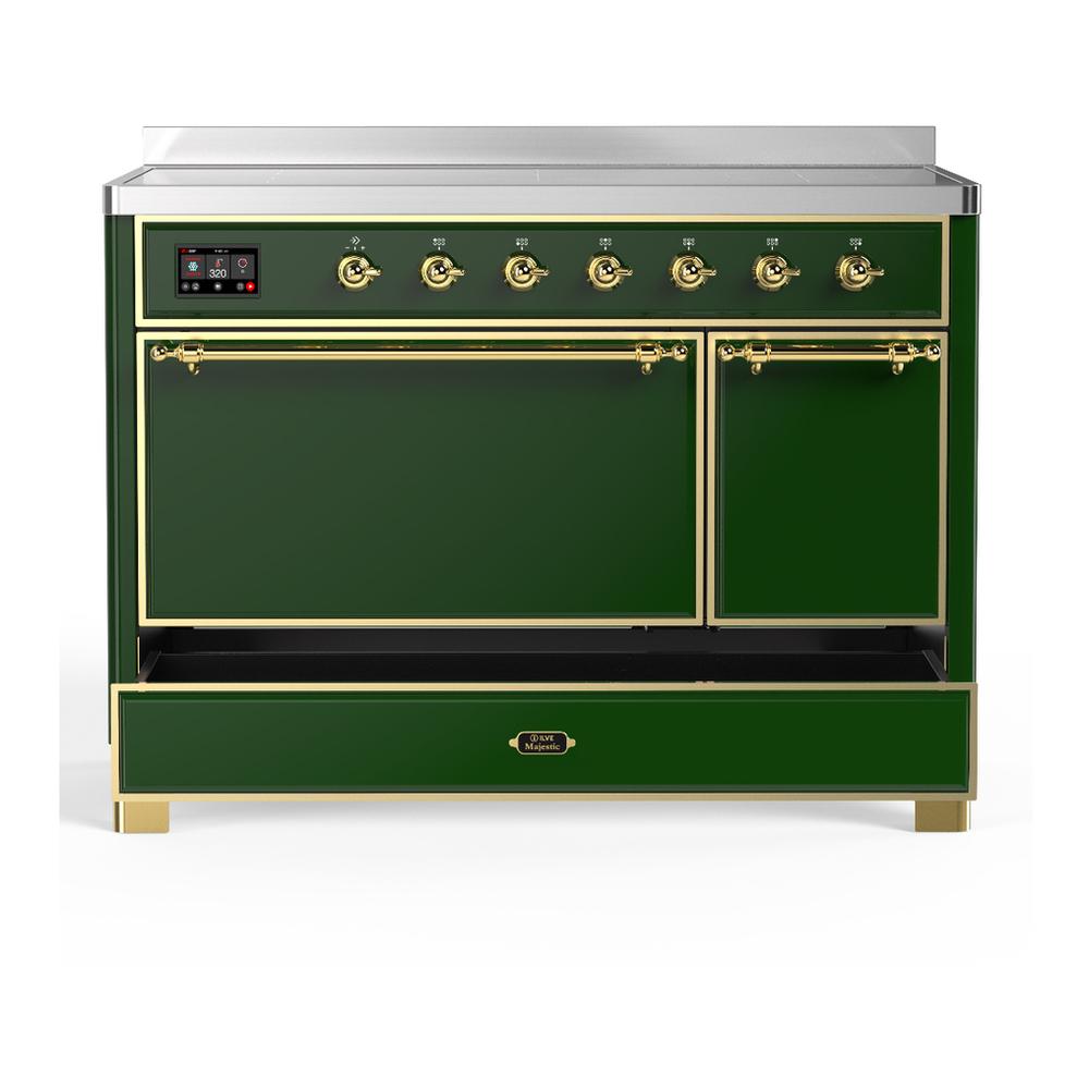 Ilve UMIB48QNR3EGG Ilve Umib48Qnr3Egg Majestic Iii 48 Inch Induction Range With 6 Elements, 5.02 Cu. Ft. Total Oven Capacity (Solid Door, Emerald Green, Brass)