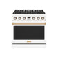 Thor Kitchen ARG36WBRZ 36 Inch Gas Range In White And Bronze- Contemporary Professional
