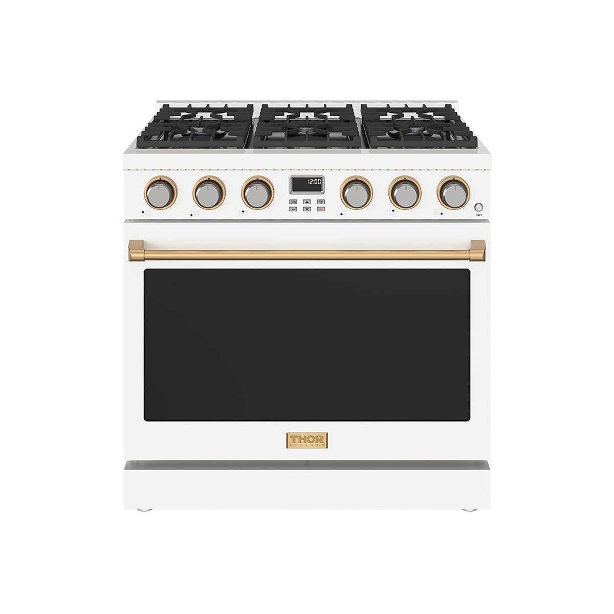Thor Kitchen ARG36WLPBRZ 36 Inch Liquid Propane Range In White And Bronze- Contemporary Professional