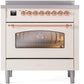 Ilve UPI366NMPAWP Nostalgie Ii 36 Inch Electric Freestanding Range In Antique White With Copper Trim