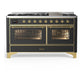 Ilve UM60FNR3MGGLP Ilve Um60Fnr3Mgglp Majestic Iii 60 Inch Dual Fuel Range With 9 Burners And Griddle, Dual Function Burner Up To 25,000 Btu (Liquid Propane, Triple Glass Door, Graphite Matte, Brass)