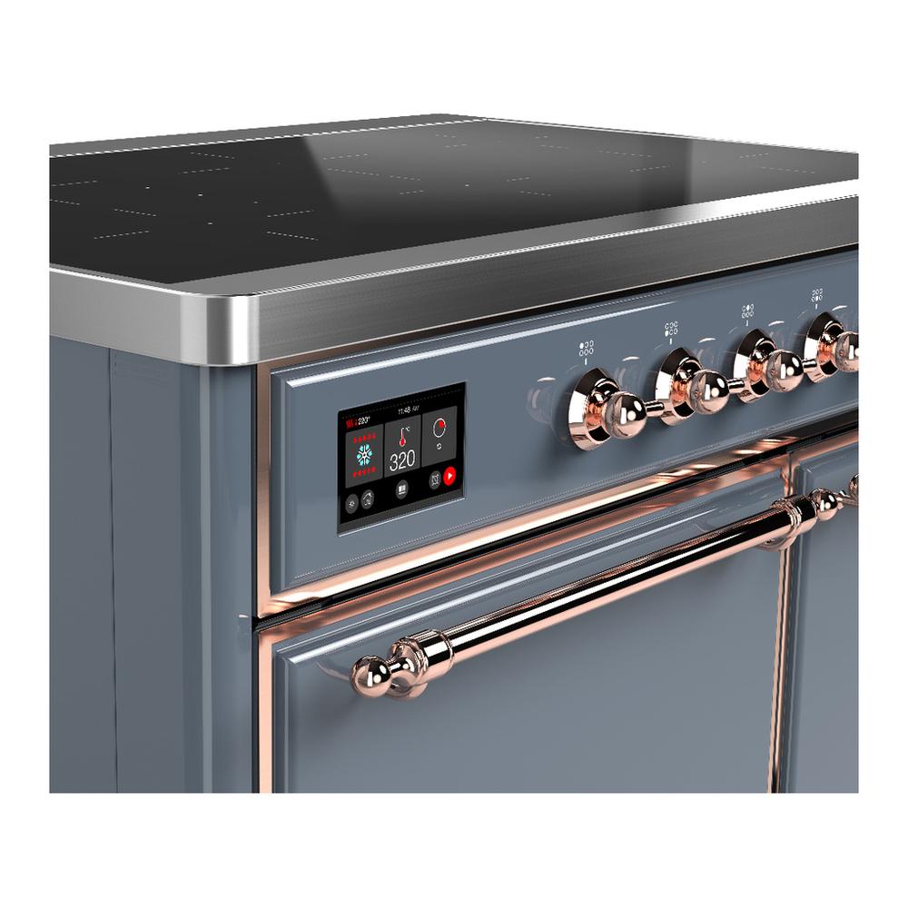 Ilve UMDIB40QNR3BGP Ilve Umdib40Qnr3Bgp Majestic Iii 40 Inch Induction Range With 6 Elements, 3.82 Cu. Ft. Total Oven Capacity (Solid Door, Blue Grey, Copper)