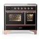 Ilve UMDIB40NR3BKP Ilve Umdib40Nr3Bkp Majestic Iii 40 Inch Induction Range With 6 Elements, 3.82 Cu. Ft. Total Oven Capacity (Triple Glass Door, Glossy Black, Copper)