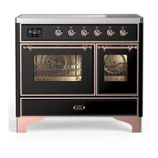 Ilve UMDIB40NR3BKP Ilve Umdib40Nr3Bkp Majestic Iii 40 Inch Induction Range With 6 Elements, 3.82 Cu. Ft. Total Oven Capacity (Triple Glass Door, Glossy Black, Copper)